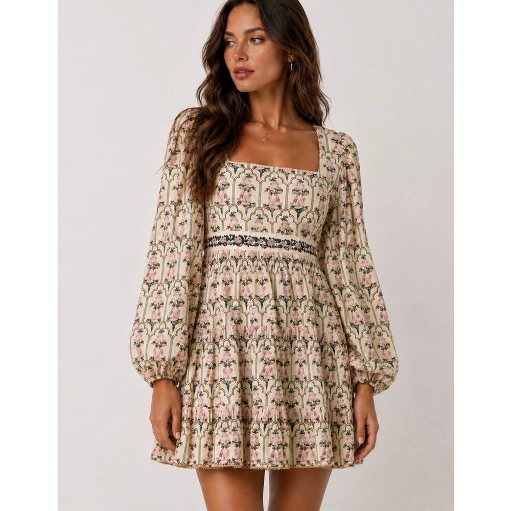 Agua by Agua Bendita Avena Peonia Aurora Cotton Mini Dress Small